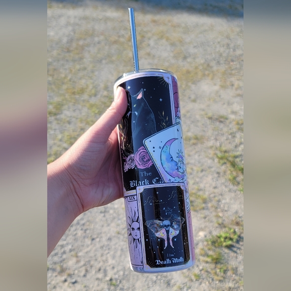 Tarot Card 20 oz Pink Tumbler Cup Double Walled Insulated HOT/COLD Drinks New - Picture 5 of 7